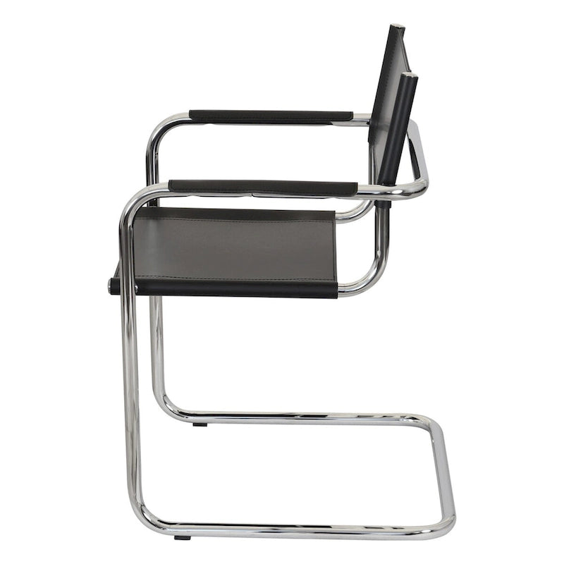 Fauteuil cantilever avec cadre chromé et cuir reconstitué — 8 couleurs