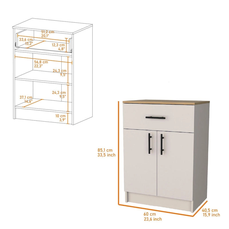 Meuble de rangement de cuisine avec 2 portes et 1 tiroir