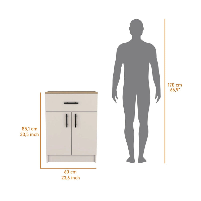 Meuble de rangement de cuisine avec 2 portes et 1 tiroir