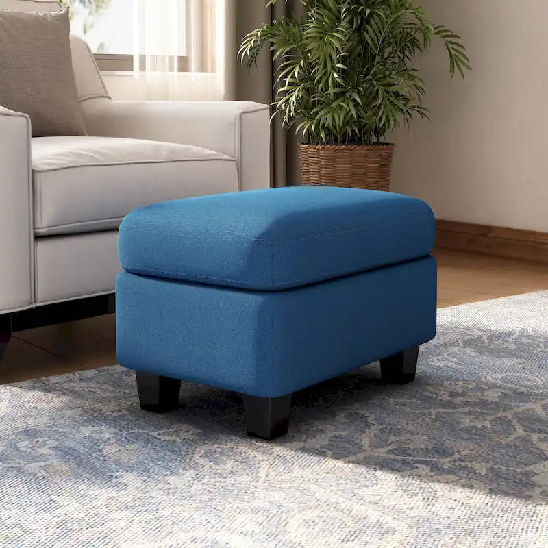 Pouf en tissu avec pieds en bouleau — Repose-pieds ou siège d'appoint