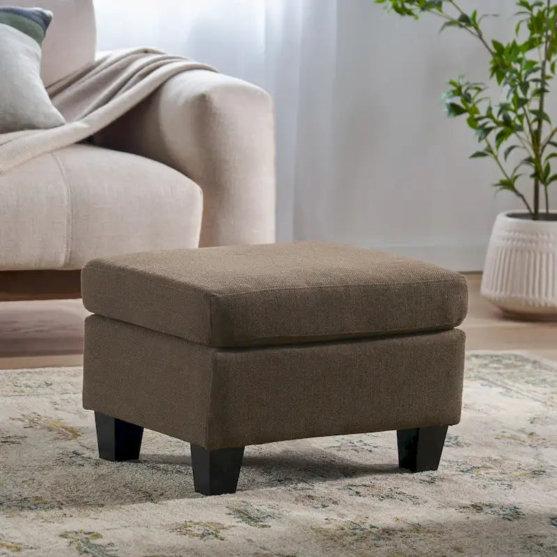 Pouf en tissu avec pieds en bouleau — Repose-pieds ou siège d'appoint