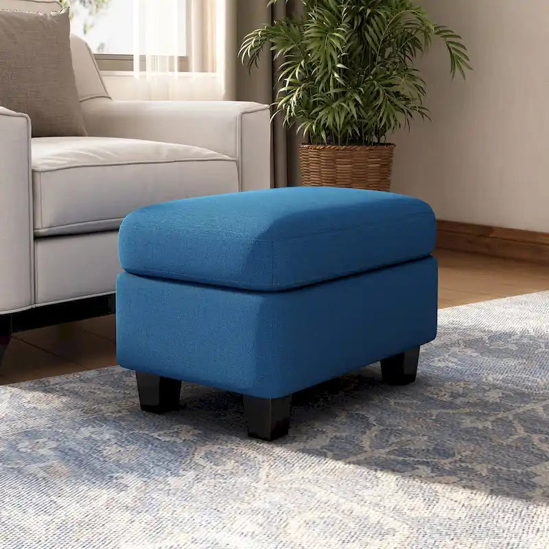 Pouf en tissu avec pieds en bouleau — Repose-pieds ou siège d'appoint