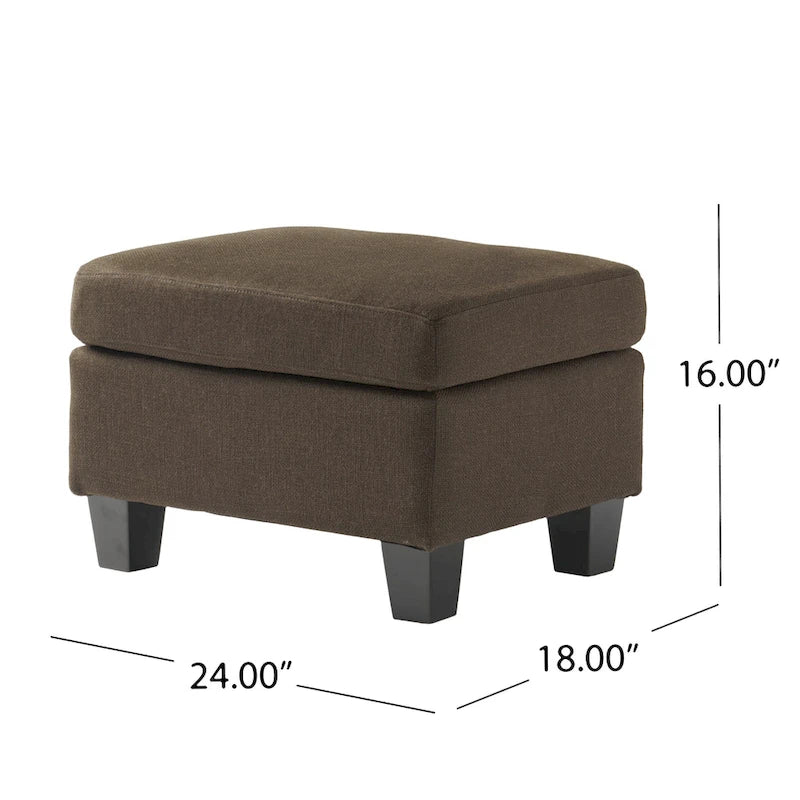 Pouf en tissu avec pieds en bouleau — Repose-pieds ou siège d'appoint