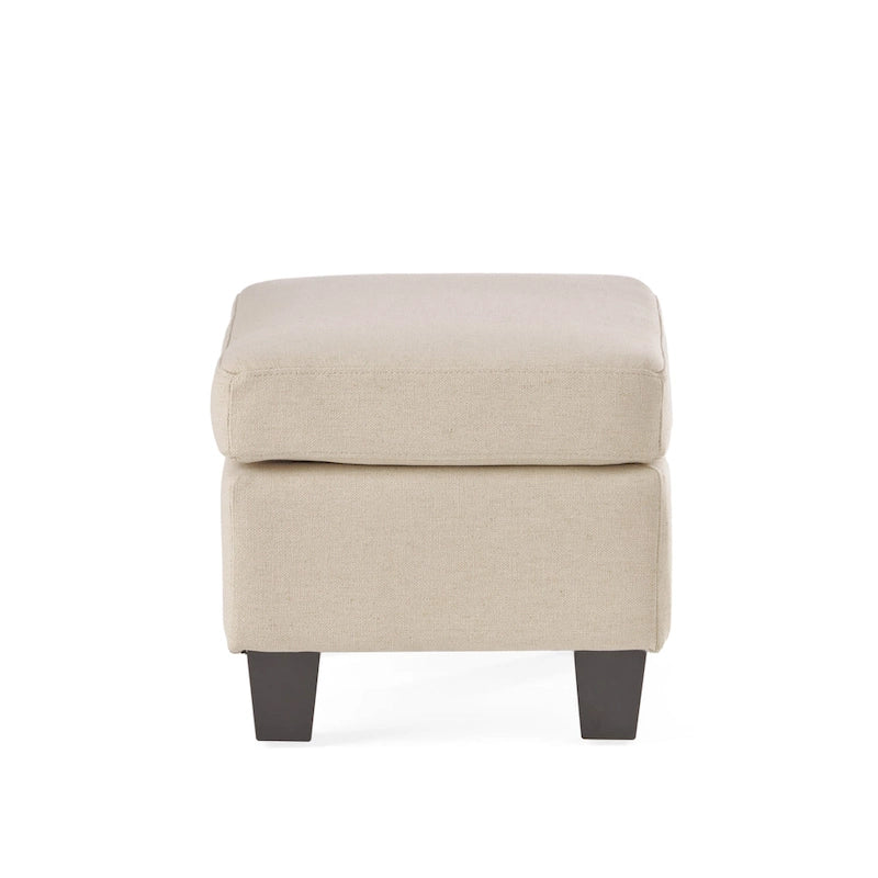 Pouf en tissu avec pieds en bouleau — Repose-pieds ou siège d'appoint