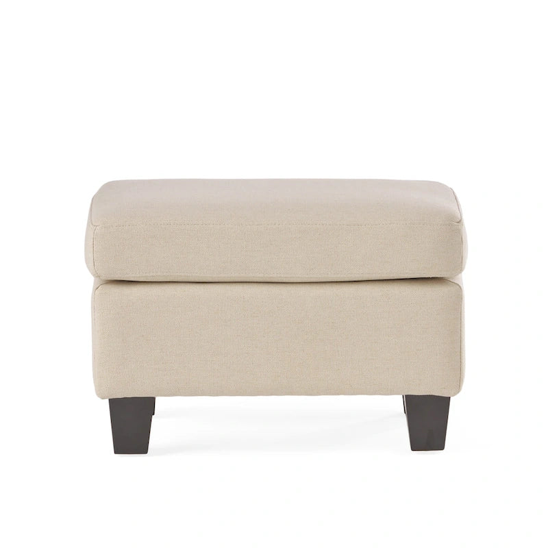 Pouf en tissu avec pieds en bouleau — Repose-pieds ou siège d'appoint