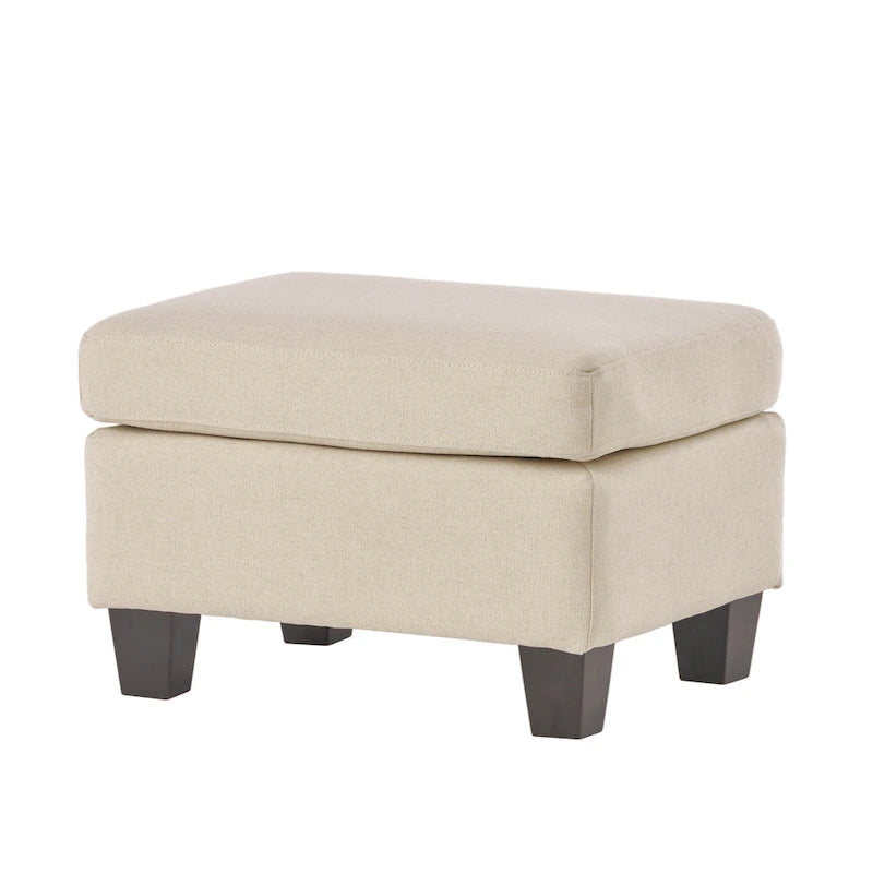 Pouf en tissu avec pieds en bouleau — Repose-pieds ou siège d'appoint