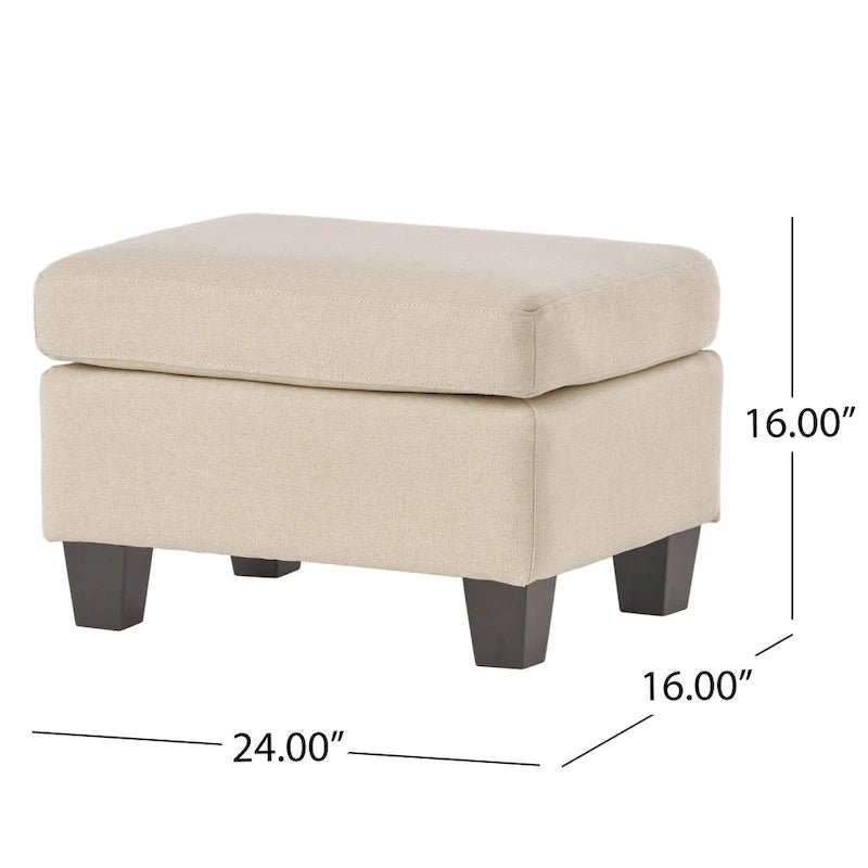 Pouf en tissu avec pieds en bouleau — Repose-pieds ou siège d'appoint