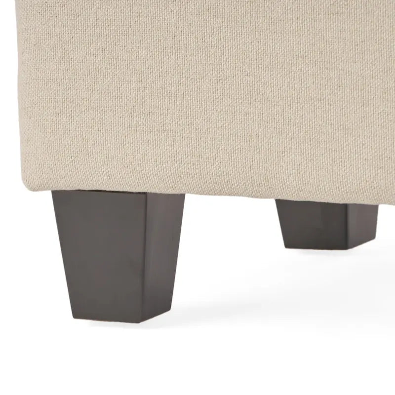 Pouf en tissu avec pieds en bouleau — Repose-pieds ou siège d'appoint