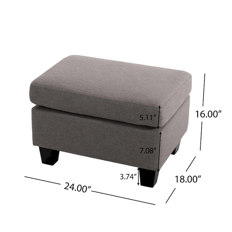 Pouf en tissu avec pieds en bouleau — Repose-pieds ou siège d'appoint