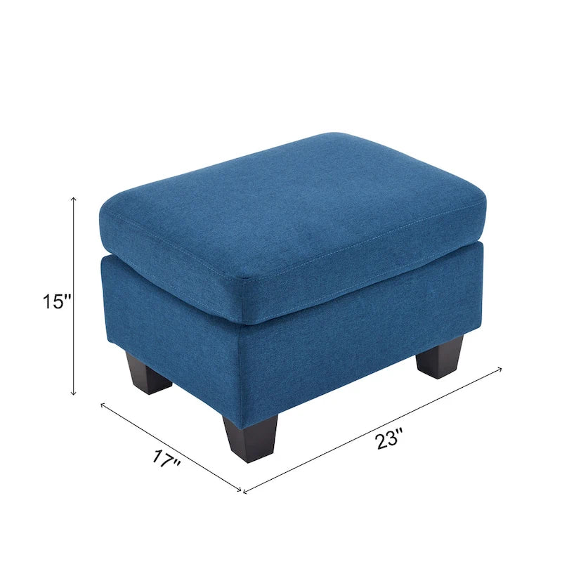 Pouf en tissu avec pieds en bouleau — Repose-pieds ou siège d'appoint