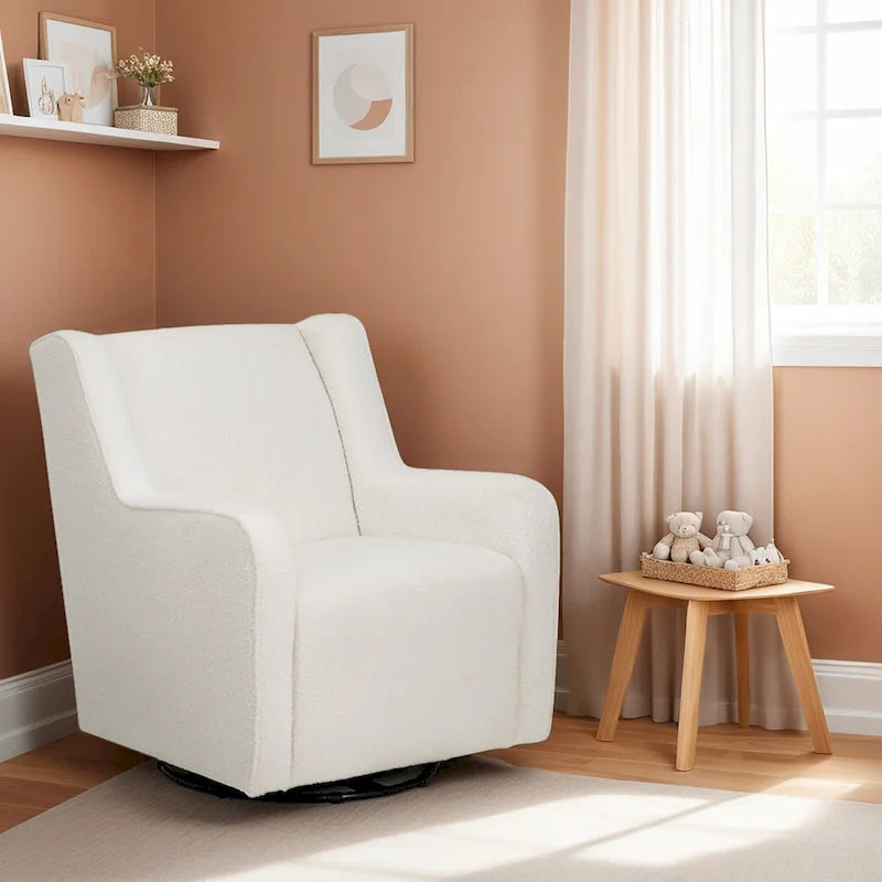 Fauteuil pivotant à 360° avec dossier haut et accoudoirs — Sherpa blanc