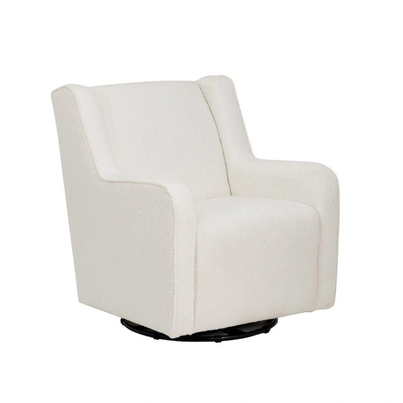 Fauteuil pivotant à 360° avec dossier haut et accoudoirs — Sherpa blanc