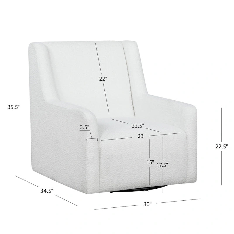 Fauteuil pivotant à 360° avec dossier haut et accoudoirs — Sherpa blanc
